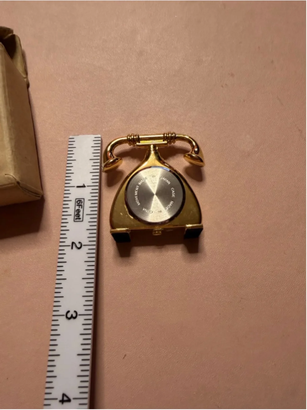 Avon Gold Tone Miniature Phone Clock